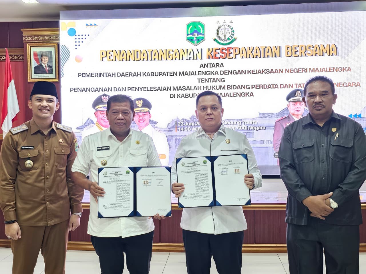Perkuat Sinergi Hukum, Pemkab dan Kejari Majalengka Jalin Kesepakatan Bersama Terkait Masalah Hukum Perdata dan Tata Usaha Negara.